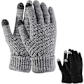 Miniatyrbillede 1 af 4: 2 Par Knittede Handsker, Tynde Fleeceforing Fuldfingers Handsker, Grå+Sort, Vinter Plys Huld Anti-Slip Fingre, Kuldebeskyttende Strikket Varme Handsker Black,Gray