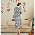 Miniatyrbild 5 av 5: Dam Jultomte Flanelltryck Badrock Nattlinne Loungewear Gray penguin M