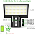 Miniatyrbillede 2 af 5: Udendørs solcellelampe, 90 LED solcellelampe, vandtæt 2600mAh, USB-opladning, udendørs solcellevæglampe til havehegn, port, terrasse