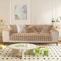 Miniatyrbilde 2 av 6: Tykke Kanin Plysj Sofadeksler 1 2 3 Seater, Sklisikre Sofadeksler, Morsomme Fuzzy Sofadeksler, Varme Fløyels Sofaputetrekk (70x180cm) Light brown 70*180cm
