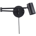 Miniatyrbillede 1 af 5: LED Væglampe med Justerbar Svingarm og Kabel med Fatning og Kontakt E27 Læselampe til Stue, Soveværelse, Natbord Sort