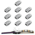 Miniatyrbild 1 av 5: LED-stiftanslutning, 10 st 4-stifts LED-stripkontakt för 10 mm RGB 5050 Vattentäta snabbkontakter Fäst lödfri adapter