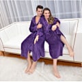Miniatyrbilde 1 av 5: Ekstra lang badekåpe for høst og vinter, tykk flanell nattkjole, badekåpe for menn, korallfløyel badekåpe for kvinner, hotellbadekåpe (1 stk) Purple XXXL