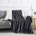 Miniatyrbilde 5 av 6: Sengeteppe, Sofatepper, Mykt, fluffy tykt teppe, Vendbart mikrofiberteppe Dark gray