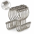 Miniatyrbillede 1 af 5: 12 stk. Bruseforhængsringe, rustfrit stål rulle, rustbestandig balance glidende anti-drop dobbelte brusekroge, til badeværelse