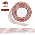 Miniatyrbild 3 av 6: Transparent band, 40 mm x 45 meter, dubbelsidig transparent chiffongband för presentinslagning, julbröllopsfestceremonidekorationer Khaki