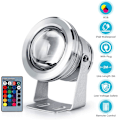 Miniatyrbillede 2 af 5: LED Undervandsspotlight, IP67 Vandtæt RGB Undervandslys, 10W LED Spotlight til Springvand Pool Udendørs Havebelysning Sølv