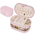 Miniatyrbillede 1 af 5: Rejse Smykkeæske, PU Læder Lille Smykke Organiser, 3 Lag Portable Rejse