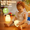 Miniatyrbillede 3 af 5: Natlampe til børn/baby, 7 farver Kawaii kat, genopladelig LED-natlampe, timerfunktion silikone sengelampe, berøringsfølsom gave til piger