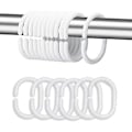 Miniatyrbild 1 av 5: Plast duschdraperiringar krokar för badrum duschfönsterstång (12-pack vita)