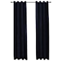 Miniatyrbillede 3 af 5: Mørklægningsgardiner med ringe, 2 stk. sorte 137x241 cm, Velour