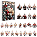 Miniatyrbillede 1 af 5: Muskel-Julemanden Julekalender Blind Box Mini Akryl Julepynt Julekalender Blind Box Sæt