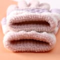 Miniatyrbillede 2 af 5: Børne vinterhandsker strikket med striber til børn beskyttelse mod kulde og varme fulde fingre 1 par pink grå