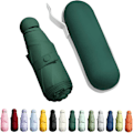 Miniatyrbillede 1 af 6: Rejseparaply - Mini kompakt foldeparaply med pose, 8 ribber, letvægts bærbar paraply, lille sol- og regnparaply Dark green
