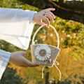 Miniatyrbilde 4 av 5: 1 Pakke Jute Blomsterpikekurver, Blomsterpikekurv Rustikk Jute, Blomsterpikekurv med Perlehåndtak, Jute Bryllupsblomsterkurv