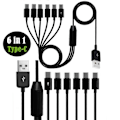 Miniatyrbilde 3 av 5: USB2.0 Type A Hann til 6 Type-C UsbC Hann Y Splitter Data Synkronisering og Ladekabel Adapter 1.5m