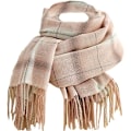Miniatyrbild 3 av 5: Dam Vinter Tartan Scarf, Lång Vinterscarf, Mjuka Varma Scarfar, Tofssjal, Lång Stola, Julklapp Pink