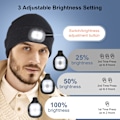 Pikkukuva 3 / 5: Unisex 4 LED -valolla varustettu pipo, USB-ladattava juoksupäällystin erittäin kirkas handsfree-otsalampun pipo, LED-pipo juoksuun ja vaellukseen (musta) Black