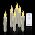 Miniatyrbillede 1 af 5: Flammeløse Flimrende Lys, 1 Fjernbetjening, 17cm Elfenbensfarvet, Batteridrevet LED Vindue Lys, Timer, Sæt af 6 Flammeløse Plastik Voks Effekt Lys