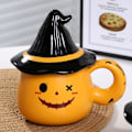 Miniatyrbilde 3 av 5: Halloween-krus med lokk, spøkelsesnyhet Kaffe krus, Dorable Witch Hat Ghost Cup for Home Offices Halloween-dekorasjoner Orange