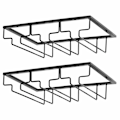 Miniatyrbild 1 av 5: Vinglasställ - Vinglashållare för under skåp, förvaring av glas, hängare, 2-pack metallorganisatör för bar, kök, svart