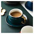 Miniatyrbillede 4 af 5: Kaffekop, tekop og underkopper, moderne design, porcelænskaffekop og underkop, keramik, enkelt krus, let luksus espressodrikkevare til te (rød)