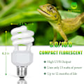 Miniatyrbillede 2 af 5: UVA UVB 5.0 Reptilpære, 13W Dobbeltvirkende UV-lyspære, Kompakt Fluorescerende Lampe, Egnet til Regnskovsreptiler
