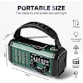 Miniatyrbillede 4 af 4: Nødradio med svinghjul, 10000mAh batteri - NOAA/AM/FM vejrradio, LED lommelygte og læselys, SOS alarm