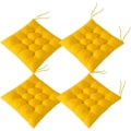 Miniatyrbilde 1 av 4: 4 firkantede stolpute 40x40 setepute hjemmedekorasjon quiltet matte pute, ideell for innendørs og utendørs bruk (4 gule)