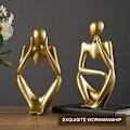 Miniatyrbilde 4 av 5: Nordisk Tenkerstatue 3 stk Abstrakt Tenkerskulptur Resin Tenkerfigur Moderne Håndverk Kunst for Kontor Hjem Skrivebordsdekorasjon (Gullfarget)