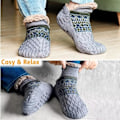 Miniatyrbild 2 av 6: Toffelsockor för män och kvinnor, fluffiga strumpor med grepp, halkfri fleecefodring, termiskt stöd, julklapp L 43-45 Grey 43-45