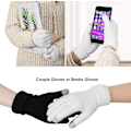 Miniatyrbillede 3 af 4: 2 Par Knittede Handsker, Tynde Fleeceforing Fuldfingers Handsker, Grå+Sort, Vinter Plys Huld Anti-Slip Fingre, Kuldebeskyttende Strikket Varme Handsker Black,Gray