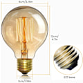 Pikkukuva 2 / 5: Vintage Edison -lamput, himmennettävä ruuvi, Edison -lamput hehkulamppu, lamppu Vintage -hehkulanka lämmin valo 40w G80 E27 220V - 4 pakkausta