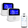 Miniatyrbillede 1 af 5: WiFi Temperatur Fugtighedsmonitor, med LCD Display Buzzer Alarm & App Alert Smart Temperatur Fugtighedssensor (2 stk)