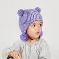 Miniatyrbillede 3 af 5: Baby Vinterhue, Sød Bjørnøre Beanie, Varmt Fleeceforet Strikket Hat (50-52cm) L,50-52cm
