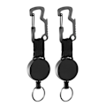 Miniatyrbild 1 av 5: Retrakterbart Nyckelring Nyckelband Heavy Duty Utökningsbart Snöre med Bältesklämma, Badge Reel Clips Förlängare för Arbets-ID-Korthållare, Svart, 2-pack