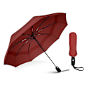 Miniatyrbillede 1 af 5: Rejse Paraply - Nem Automatisk Åbn og Luk, Holdbar Kompakt Paraply, Robust Fiberglass Stel, Vandtæt Baldakin - Bærbar Rejse Paraply red