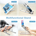 Miniatyrbillede 5 af 5: Laptop Stand, Tablet Stand, 6 Vinkel Justerbar Aluminium Ergonomisk Foldbar Bærbar Bordstander.