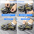 Miniatyrbilde 4 av 6: Brodd Ice Cleats Traction, 19 Pigger Snøgrep Ice Grippers Traction Rustfritt Stål Anti-Skli Pigger for Sko og Støvler, Microspikes, L L
