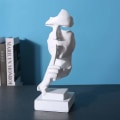 Miniatyrbilde 5 av 5: Stillhet er gull-statue, Resin Abstrakt Skulptur Moderne Kunstfigurer Stille Menn Statuer Carving, Stue Studie Inngang Hjemmekontor Dekor