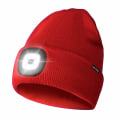 Pikkukuva 1 / 4: Unisex 4 LED -valolla varustettu pipo, USB-ladattava juoksupäällystin erittäin kirkas handsfree-otsalampun pipo, LED-pipo juoksuun ja vaellukseen (punainen) Red