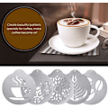 Miniatyrbillede 2 af 5: 5 stk. Kaffeskabeloner i rustfrit stål, Latte Art Kaffe Garland Form Personlig Skabelon til Kaffekagedekoration