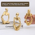 Miniatyrbilde 3 av 5: Nordisk Tenkerstatue 3 stk Abstrakt Tenkerskulptur Resin Tenkerfigur Moderne Håndverk Kunst for Kontor Hjem Skrivebordsdekorasjon (Gullfarget)