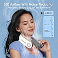 Miniatyrbillede 4 af 4: Bærbar Bladløs Halsventilator 360° Køling USB Genopladelig 4000mAh 3 Hastighedsjustering til Udendørs Indendørs Rejser Elfenben White