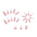 Miniatyrbild 1 av 3: 24 st Press-on Naglar, Franska Spetsiga Naglar, Rosa Hjärta Falska Naglar med Strass Glitter Falska Naglar, Alla hjärtans dag Akryl Konstgjorda Naglar
