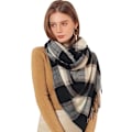 Miniatyrbillede 2 af 6: Vinter Tartan Tørklæde til Kvinder, Cashmere-lignende Tørklæder, Lange Varme Slå-om, Pashmina Kvast-sjal, Stola, Valentinsdagsgaver, Tørklæder, Julegave Blue Gray