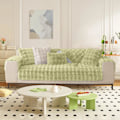 Miniatyrbilde 2 av 6: Tykke Kanin Plysj Sofadeksler 1 2 3 Seater, Sklisikre Sofadeksler, Morsomme Fuzzy Sofadeksler, Varme Fløyels Sofaputetrekk (70x150cm) Green 70*150cm