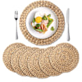 Pikkukuva 1 / 5: Pyöreät punotut tabletit, 6 kpl, olkinen vesihyasintti tabletti ruokapöydälle (30 cm) 30cm