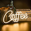 Miniatyrbild 1 av 5: Kaffe LED Neon-skylt, Varmvit Neon-skylt för Väggdekor, USB-driven Ljusskylt med Strömbrytare