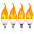 Pikkukuva 1 / 5: E14 LED-lamppu, 3W LED-liekkilamppu 3 valaistustilalla, 1800K retrokoristelamppu liekkiefektillä ravintolan hehkulampuille, 4 kpl